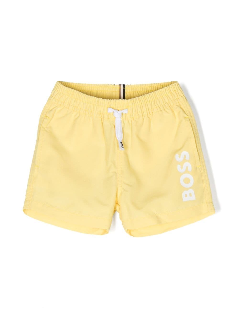 Bosswear Babies' Logo-print Swim Shorts In Yellow