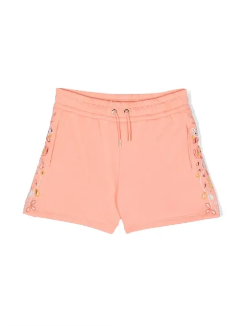 Chloé Kids broderie-anglaise jersey track shorts 