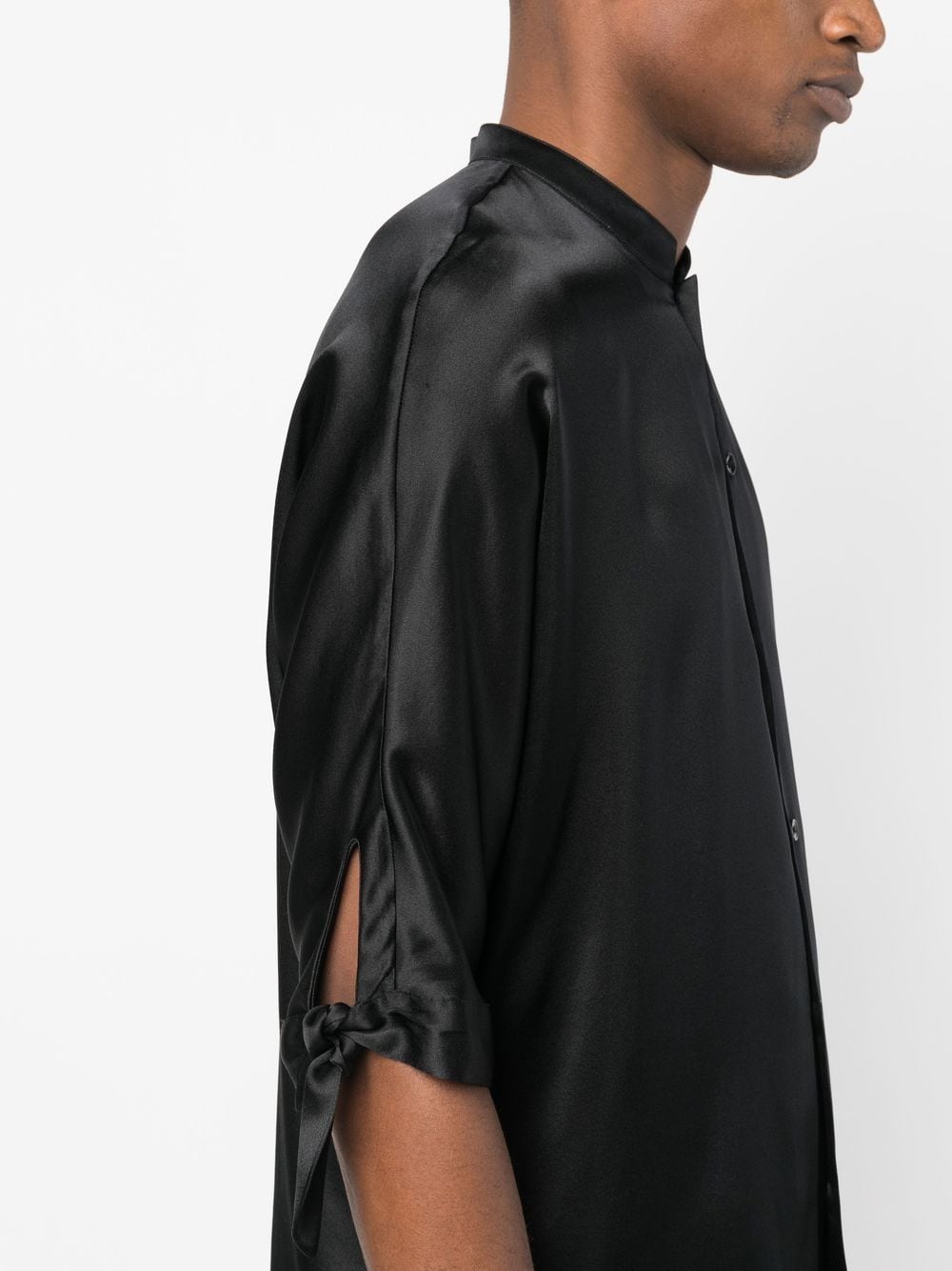 Shop Saint Laurent Short-sleeve Cotton Shirt In Black
