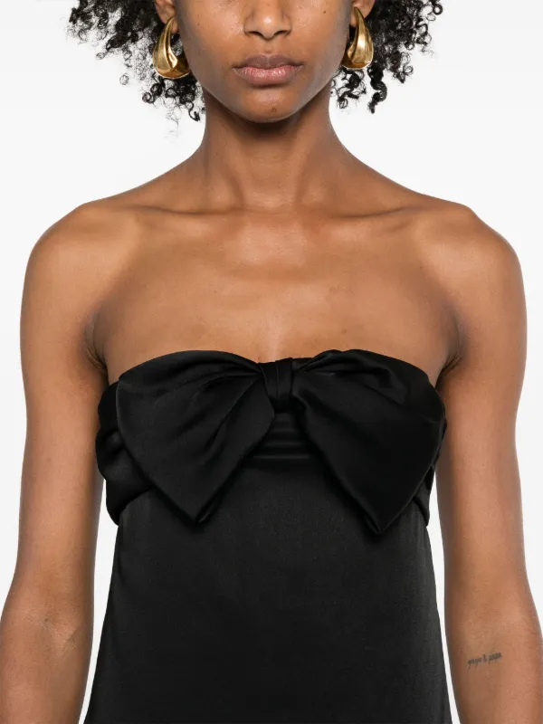 【SAINT LAURENT】MINI BLACK DRESS WITH BOW●514632Y012W1000 SAINT LAURENT Mini Black Dress with Bow | REVERSIBLE