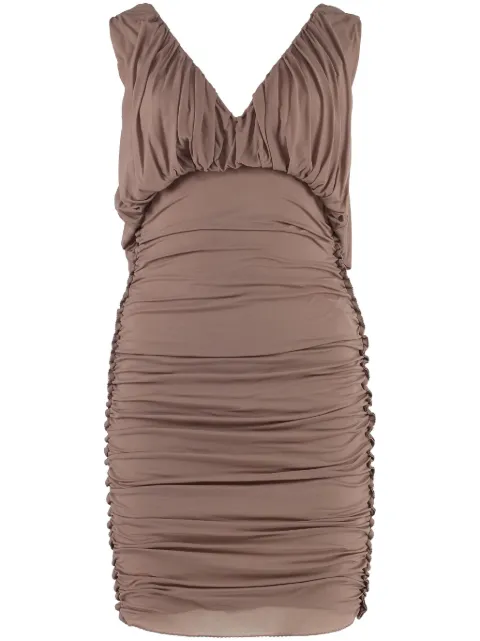 Saint Laurent ruched V-neck minidress