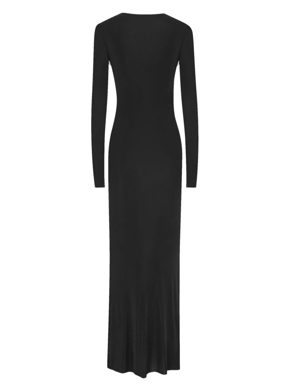 Shop Saint Laurent Long-sleeve Ruched Gown Dress In Black