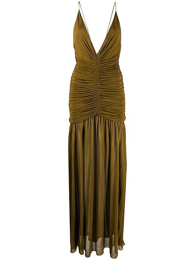 Saint Laurent - plunge ruched maxi dress