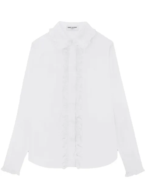 frilled-detail button-up shirt