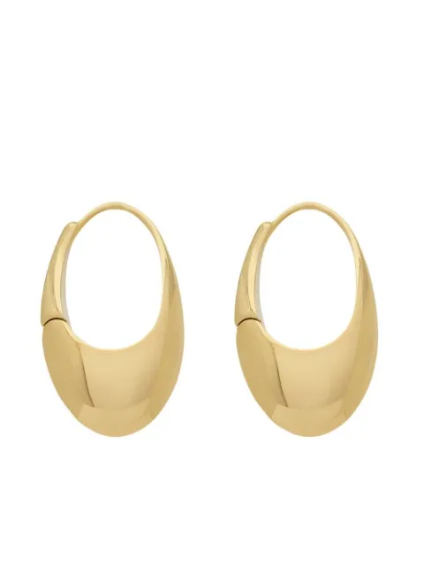 Saint Laurent engrave-logo asymmetric hoop earrings