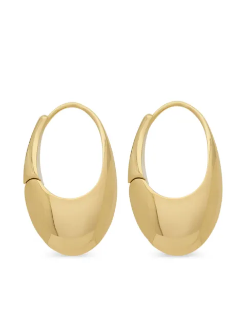 Saint Laurent engrave-logo asymmetric hoop earrings
