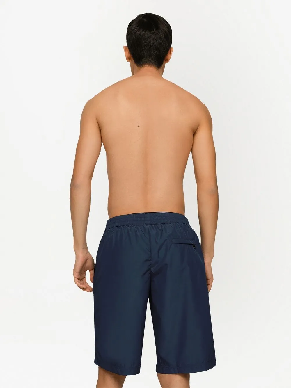 Dolce & Gabbana Medium Beach Boxer Made Of Lightweight Nylon With Metal Logo Plaque In Blue