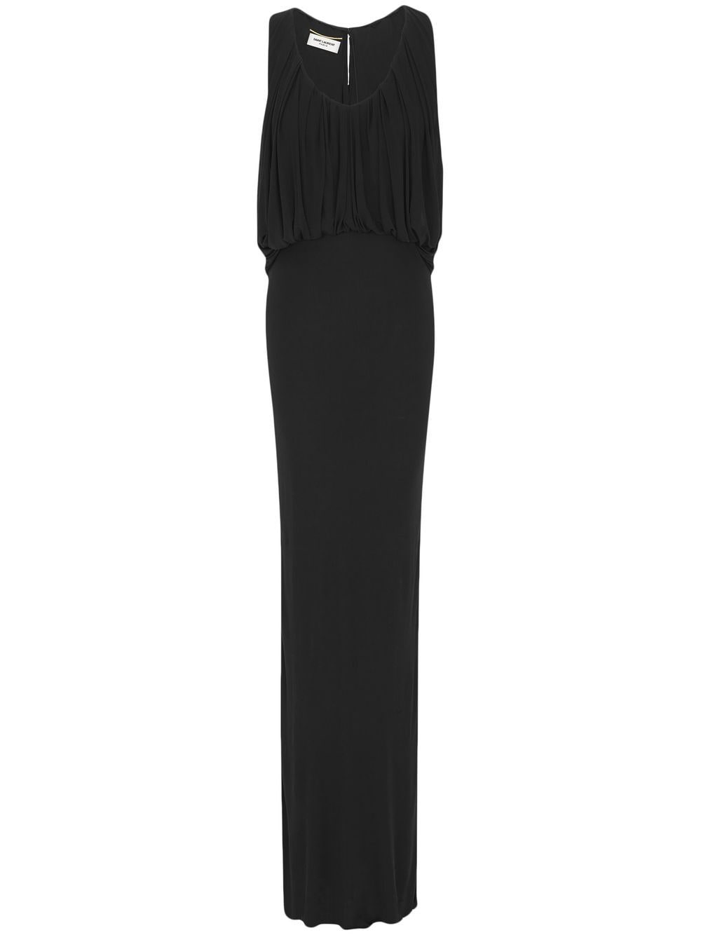 Saint Laurent Sleeveless Draped Dress In Black