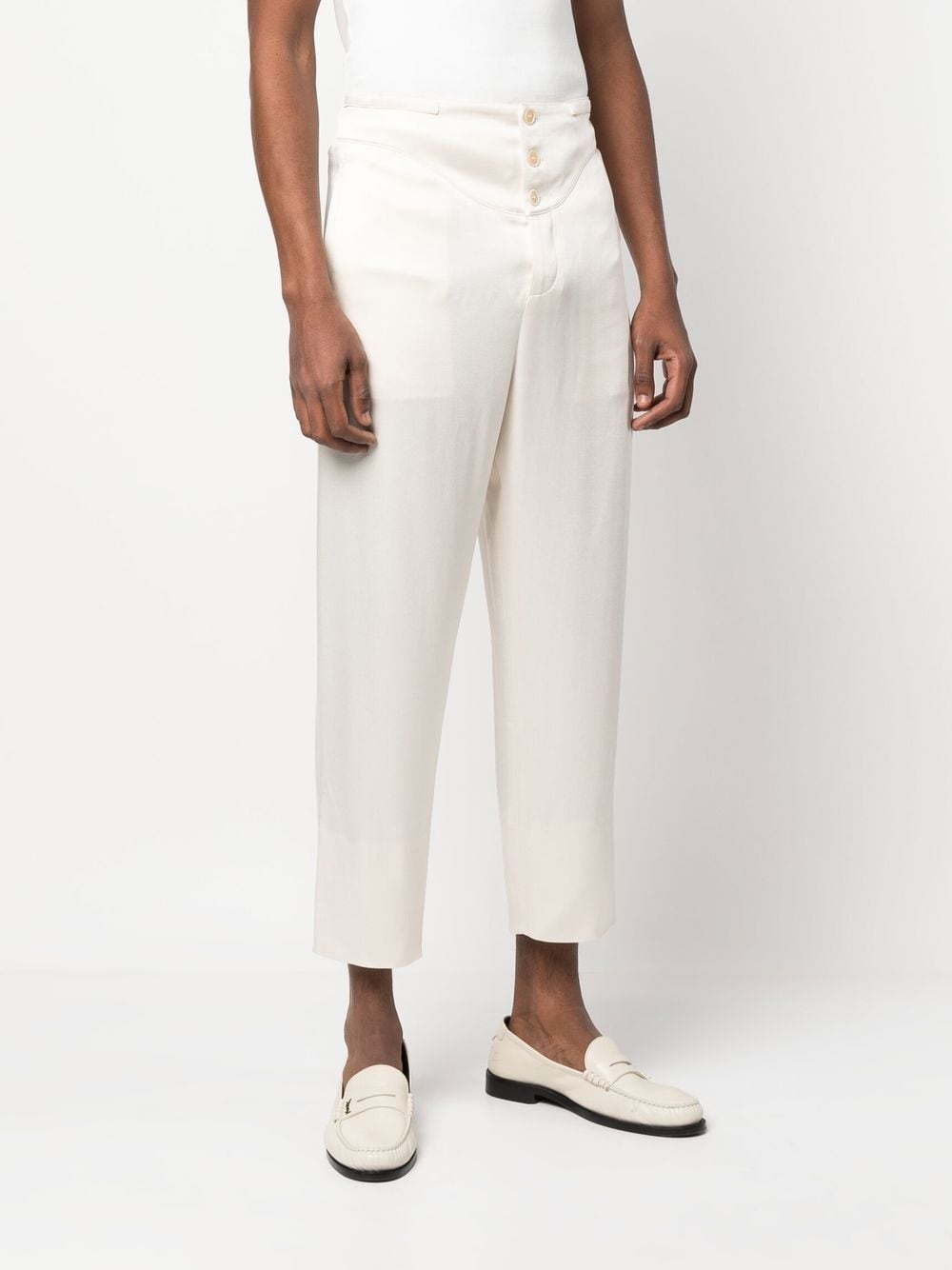 Shop Saint Laurent Buttoned Slim Trousers In Neutrals
