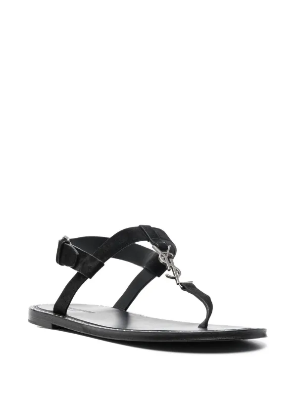 Saint Laurent カサンドラ フラットサンダル | ブラック | FARFETCH JP