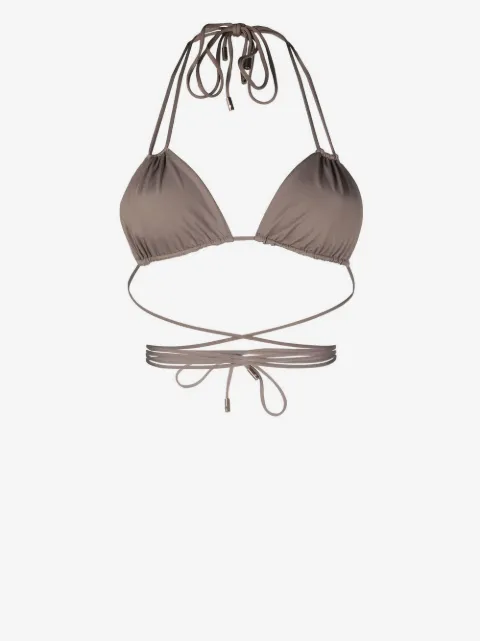 Saint Laurent top de bikini con diseño cruzado
