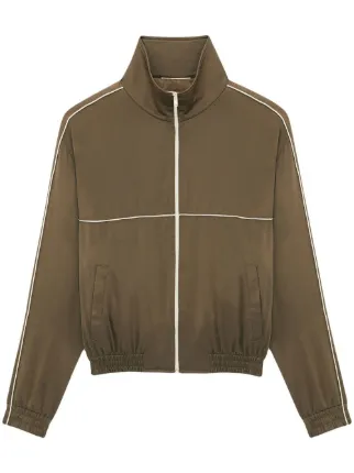 Saint Laurent zip up Silk Track Jacket Brown FARFETCH