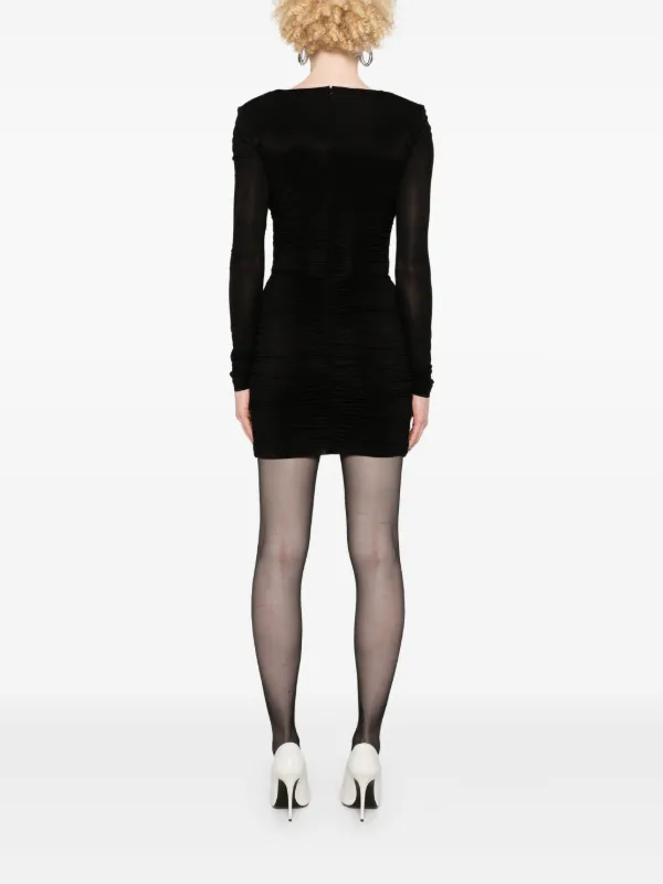 Saint Laurent Ruched Mini Dress | Black | FARFETCH AU