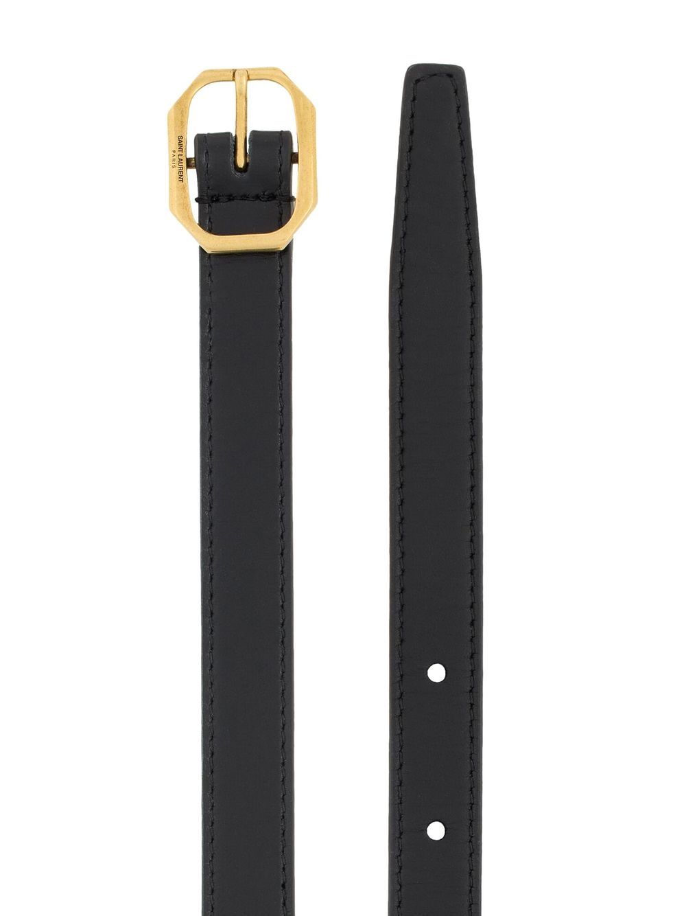 Shop Saint Laurent Engraved-logo Buckle Belt In Black