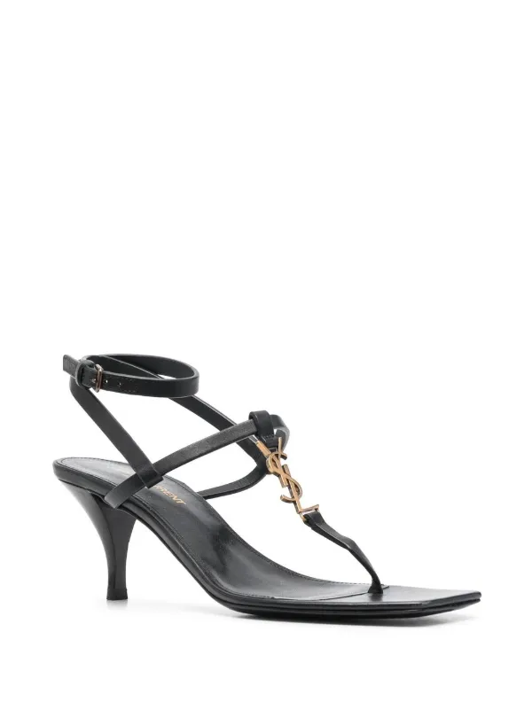 【関税&送料込】Saint Laurent Black Leather Cassandra Sandal Cassandra 90 patent leather sandals in black - Saint Laurent