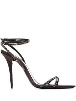 Saint Laurent Ava 105mm Embellished Sandals | Brown | FARFETCH TR