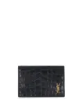 Saint Laurent YSL-plaque crocodile-embossed cardholder - Black