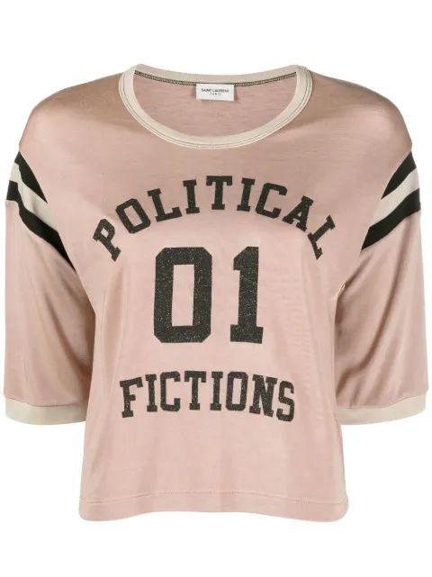 Saint Laurent slogan-print cropped T-shirt
