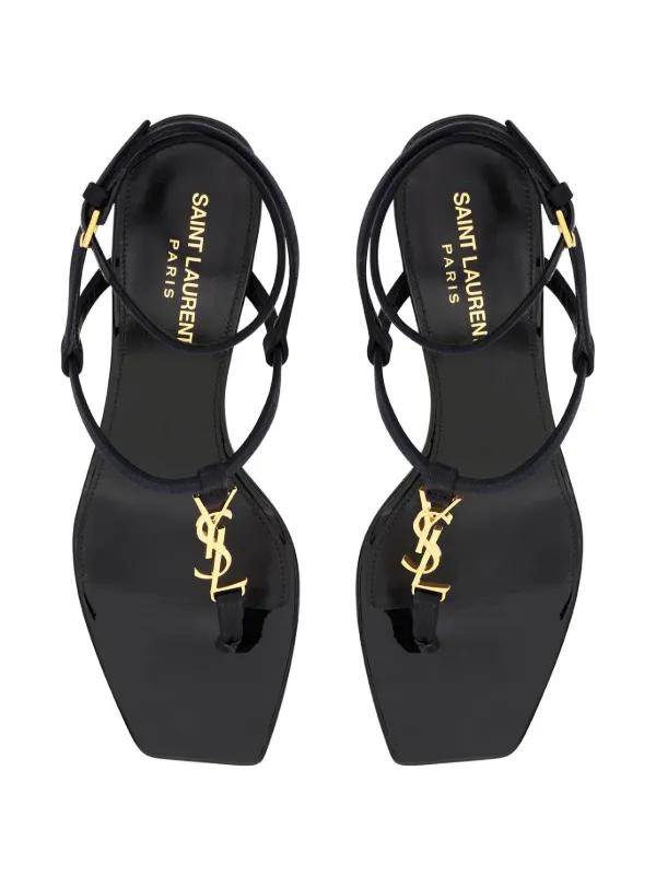 Ysl logo sandals flat hot sale