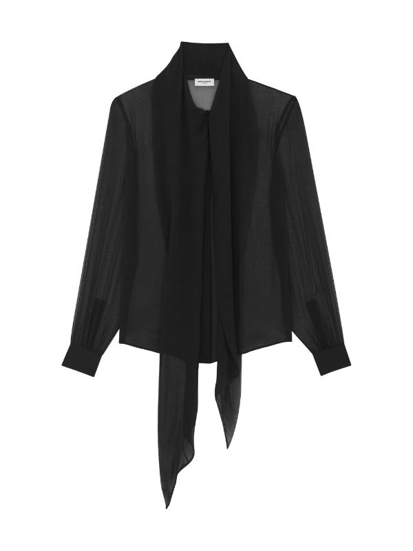 Saint Laurent Pussy-bow Silk Shirt - Black