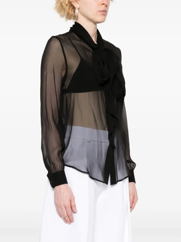 Saint Laurent pussy-bow Shirt | Black | FARFETCH