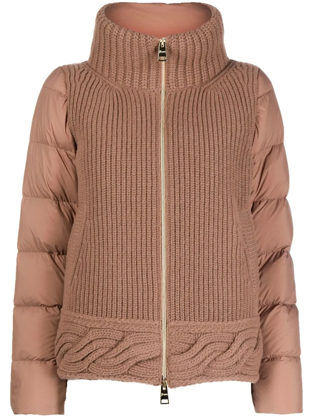 

Herno knitted-panel puffer coat - Brown