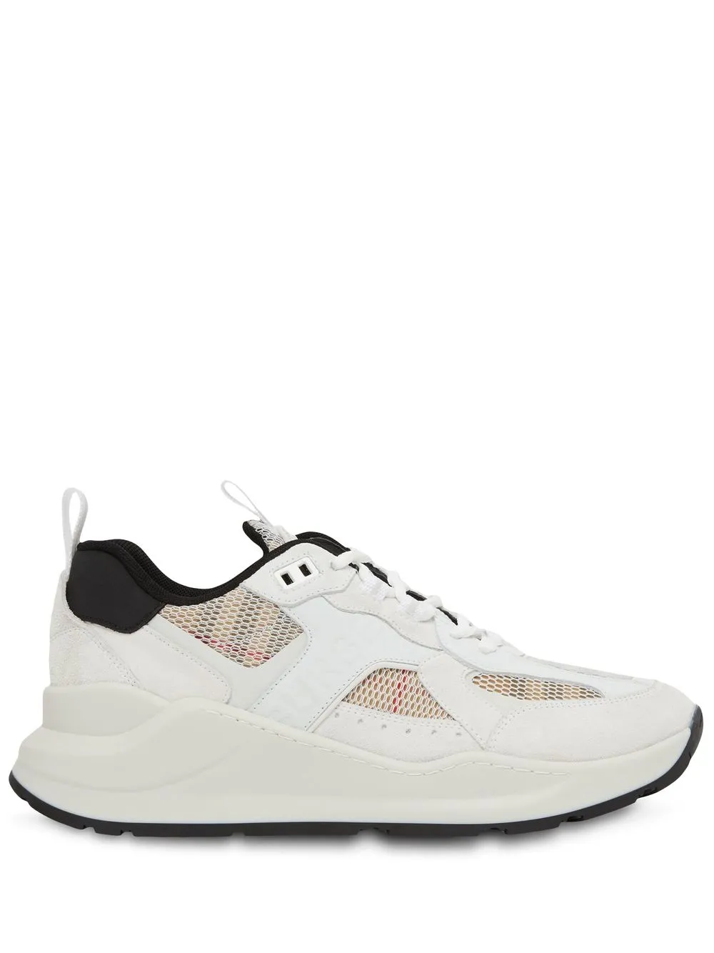 Shop Burberry Check Mesh Low-top Sneakers In White