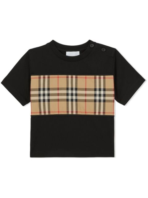 Burberry Kids Camiseta com recorte vintage check