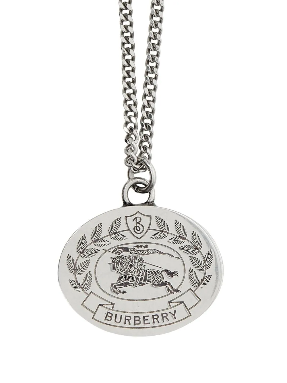 

Burberry engraved-logo medallion necklace - Silver