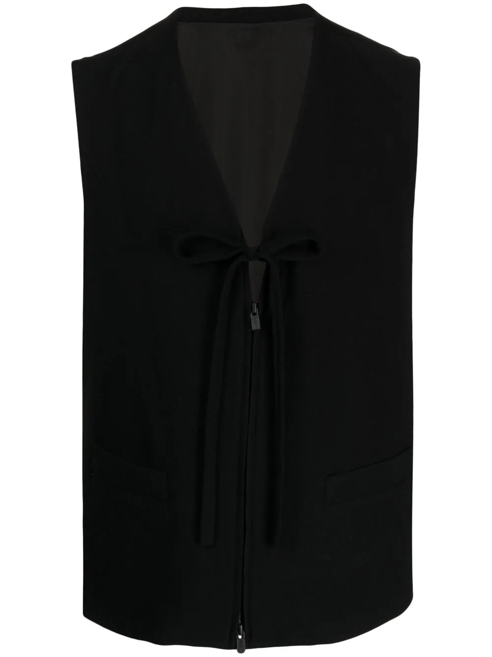 

Yohji Yamamoto open tape fastener wool vest - Black