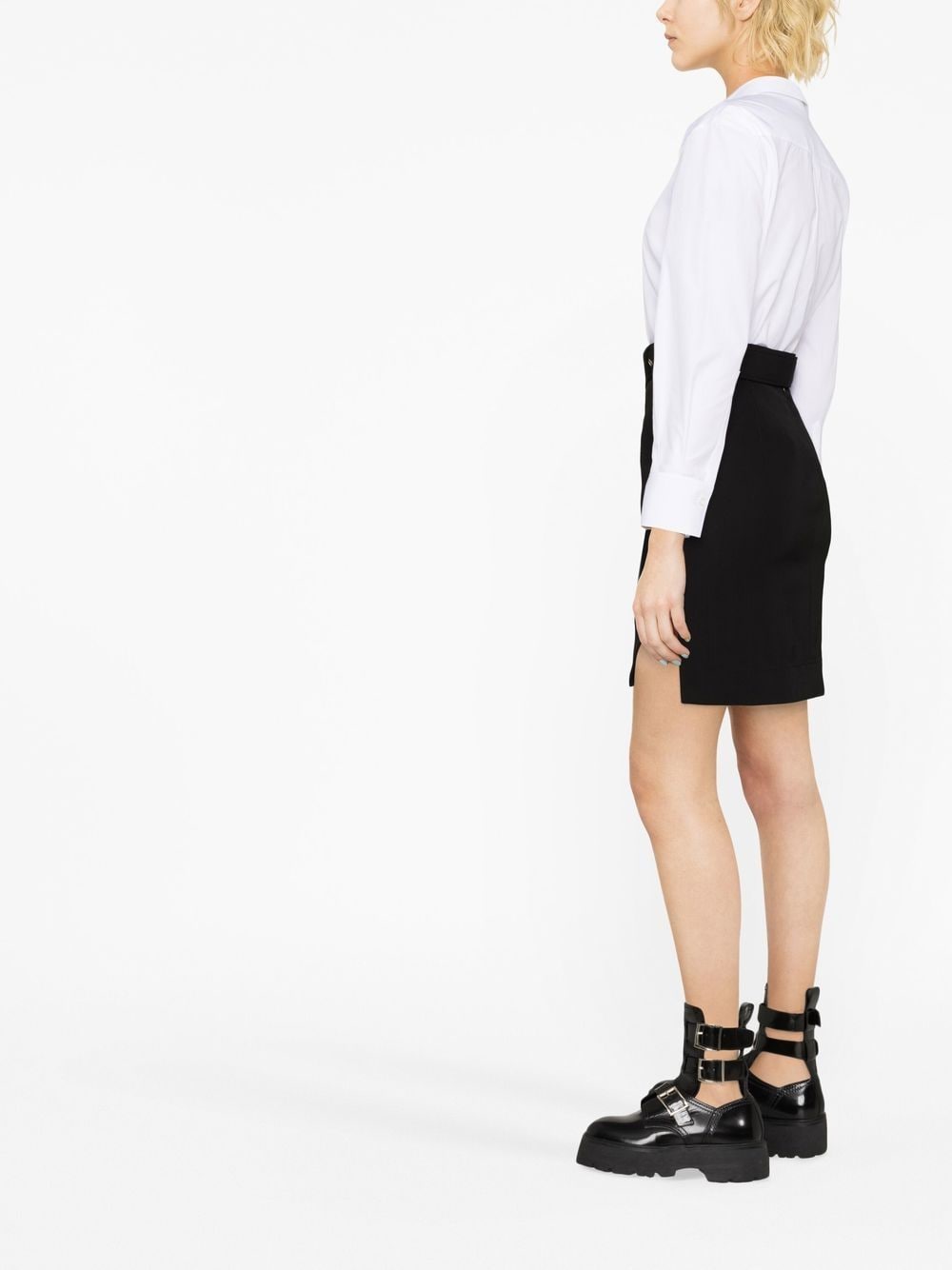 Shop Alexander Mcqueen Belted High-waisted Skirt In Black