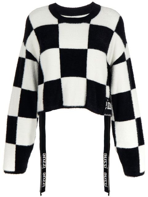 izzue checkerboard-print logo-patch jumper