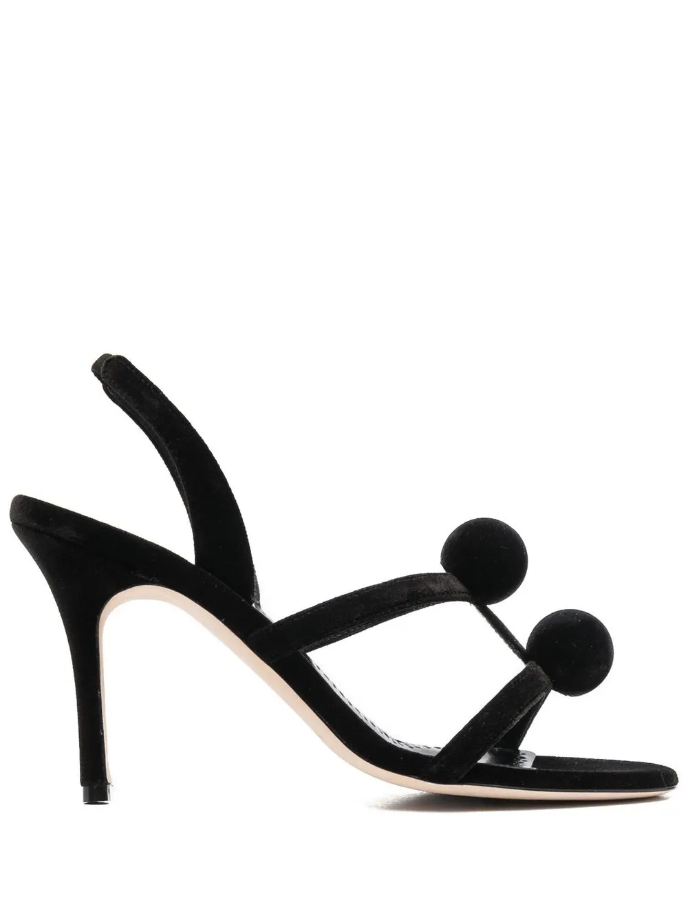 

Manolo Blahnik Sevilla pompom-embellished sandals - Black