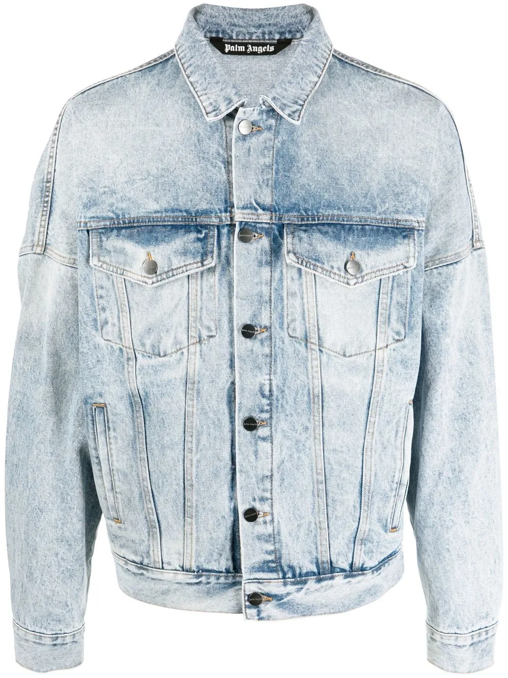 

Palm Angels logo-print denim trucker jacket - Blue
