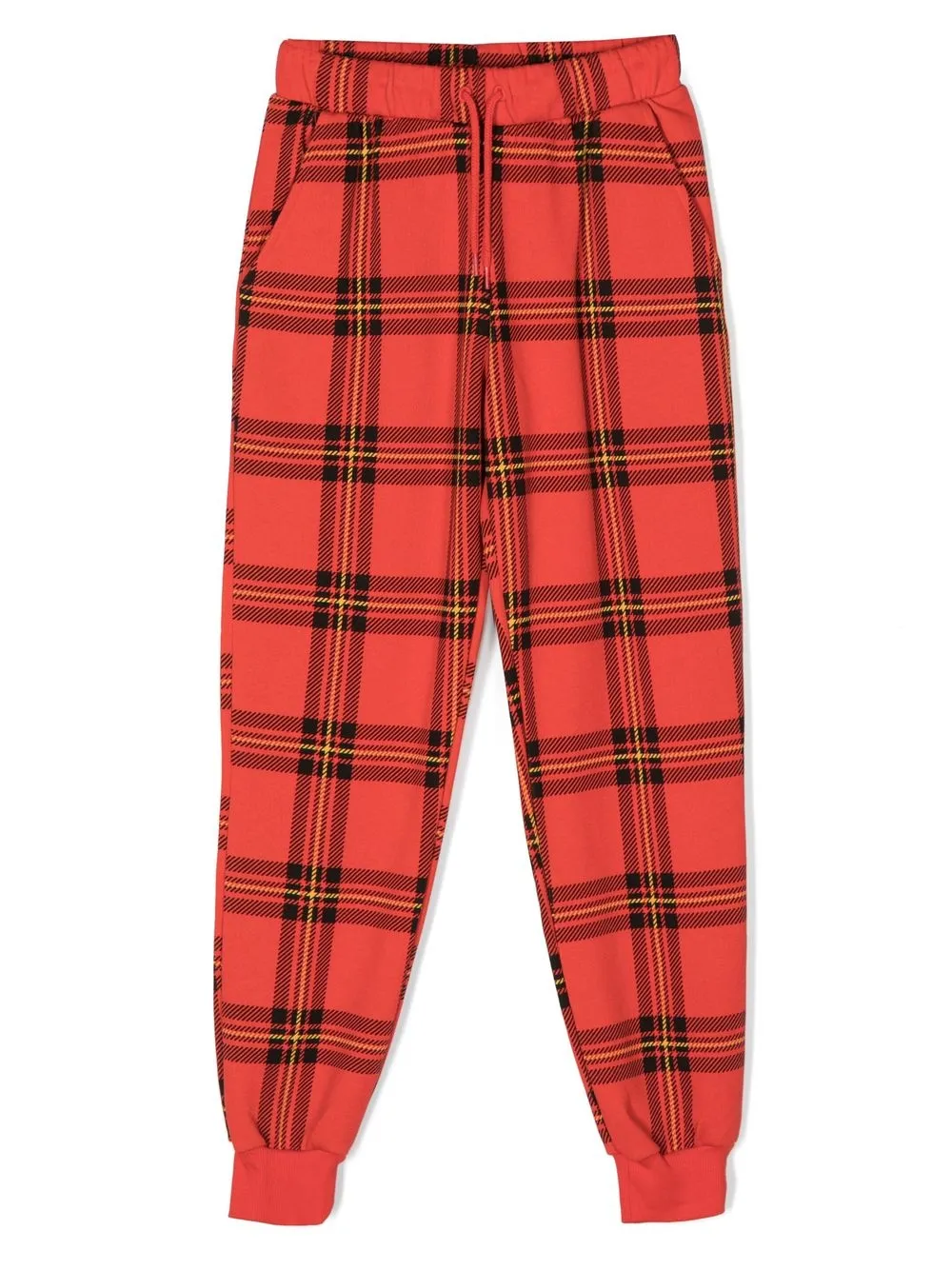 MINI RODINI PLAID-CHECK PRINT TRACK PANTS