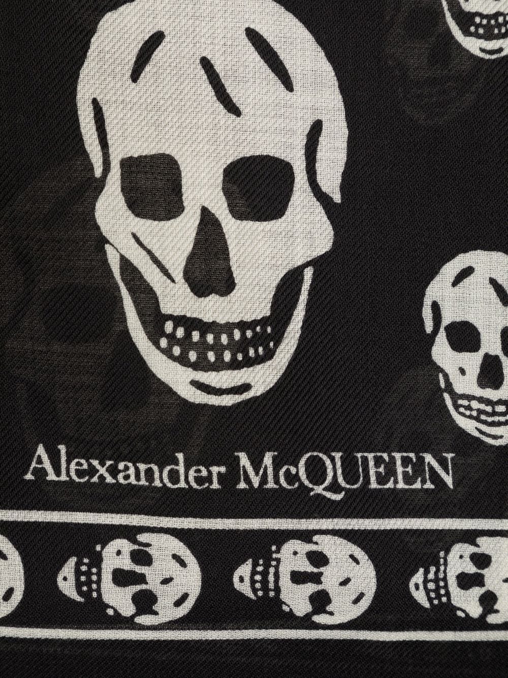 Shop Alexander Mcqueen Skull-print Wool Scarf In Black