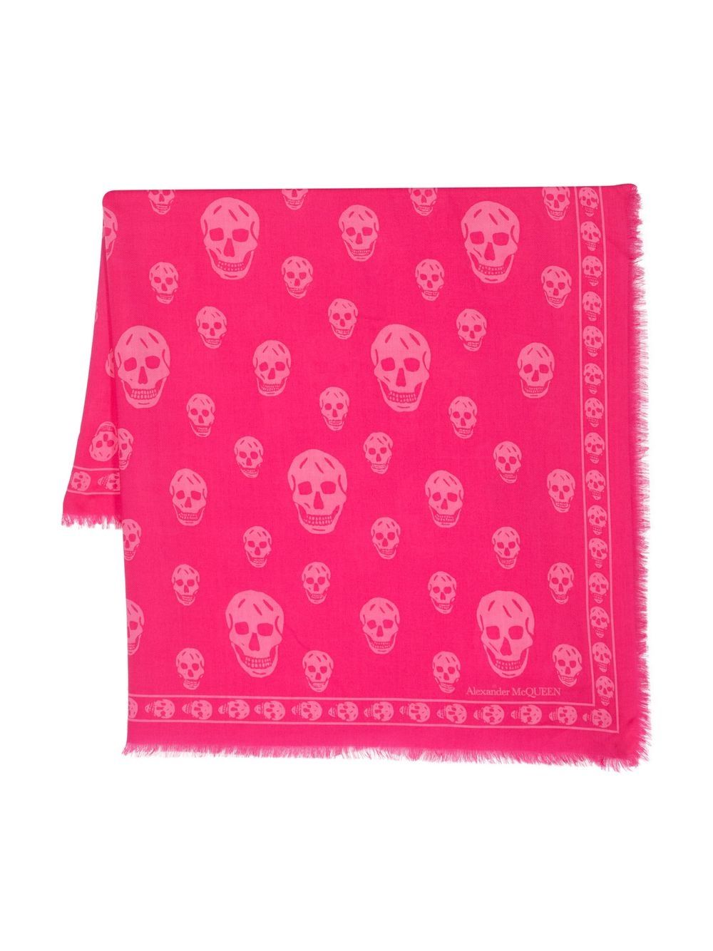 Alexander Mcqueen Skull-print Wool Scarf In Pink