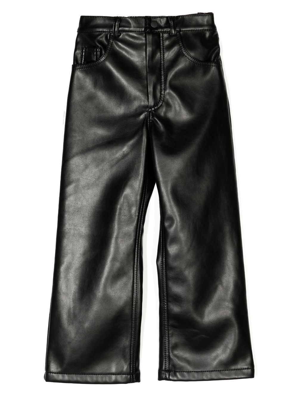 natasha zinko kids pantalon en cuir artificiel à coupe droite - noir