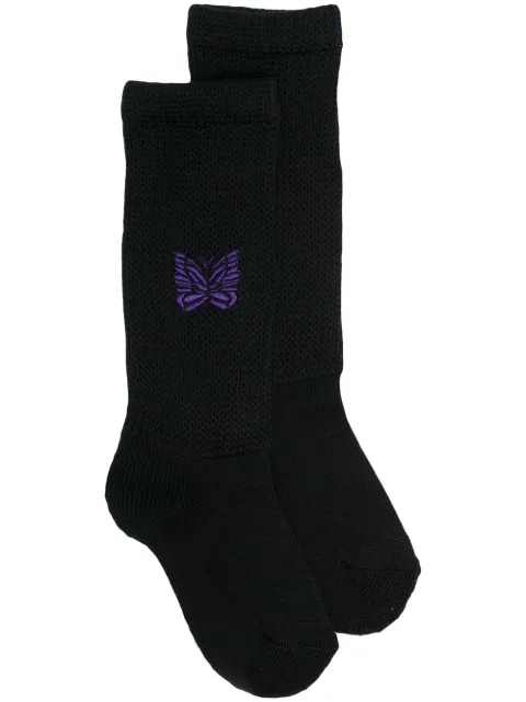 Needles calcetines tobilleros con bordado de mariposa