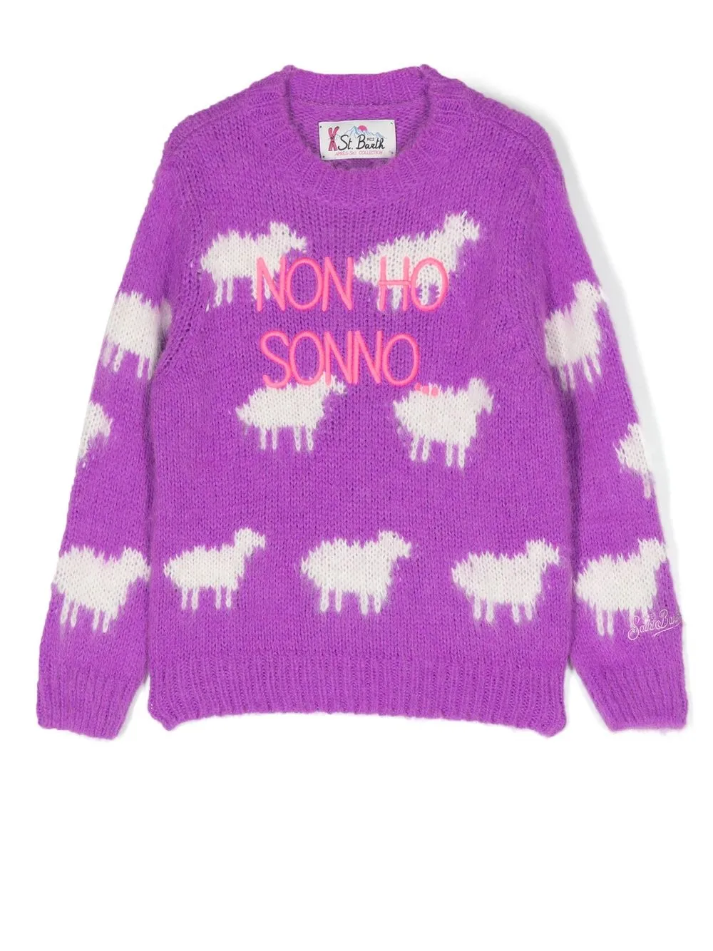 

MC2 Saint Barth Kids slogan-embroidered knit jumper - Purple