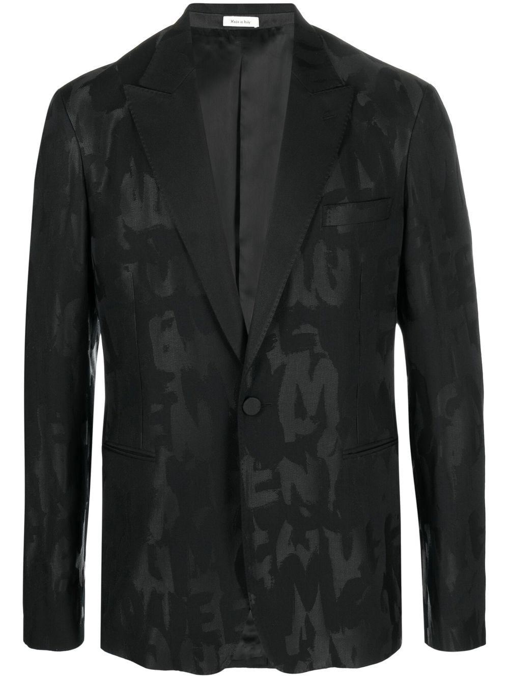 Alexander Mcqueen All-over Logo-print Blazer In Black