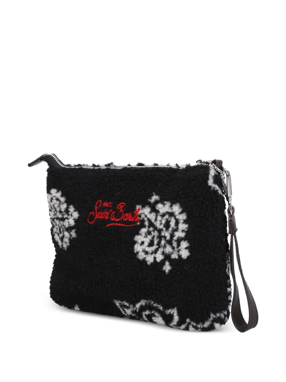 MC2 Saint Barth Parisienne clutch met geborduurd logo en paisley-print Zwart