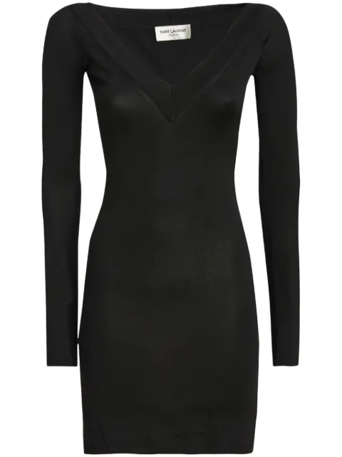 Saint Laurent fine-knit V-neck minidress