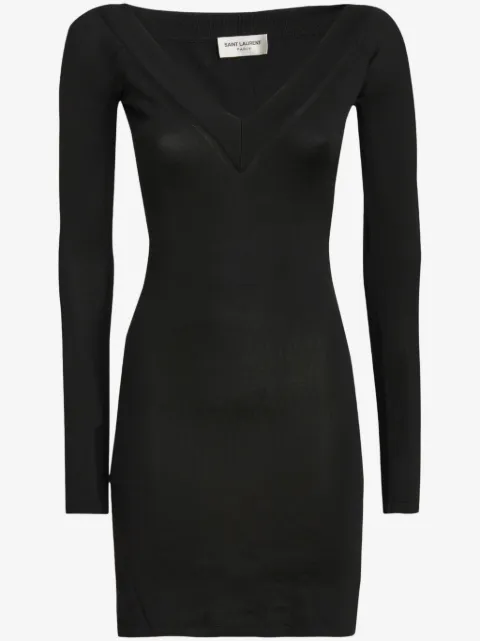 Saint Laurent fine-knit V-neck minidress