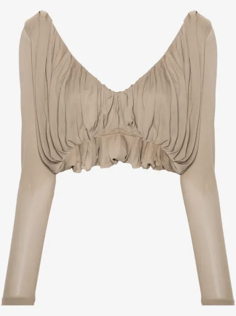 Saint Laurent pleated cropped blouse