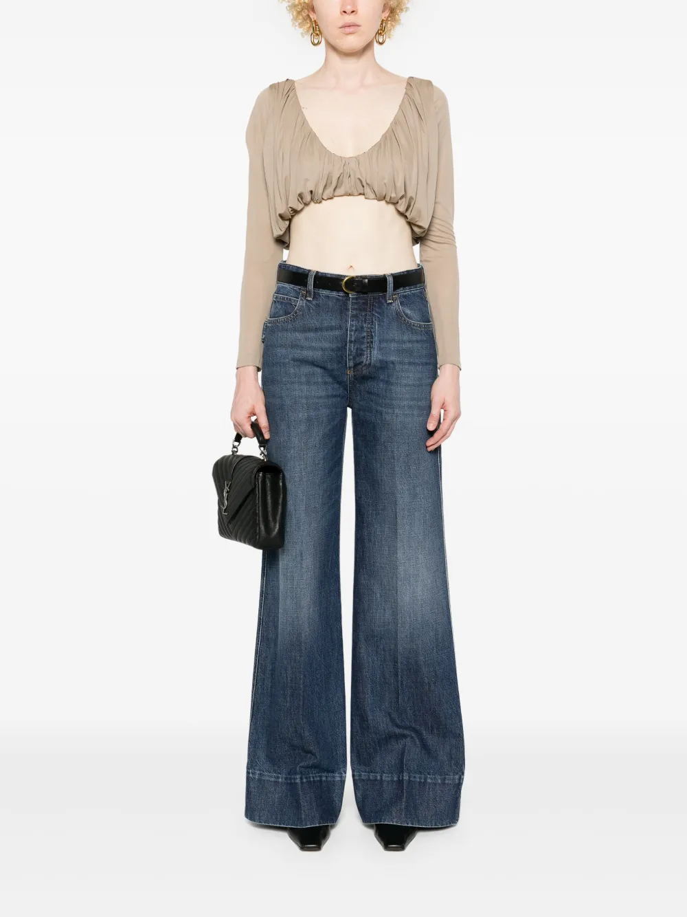Saint Laurent Cropped blouse Beige