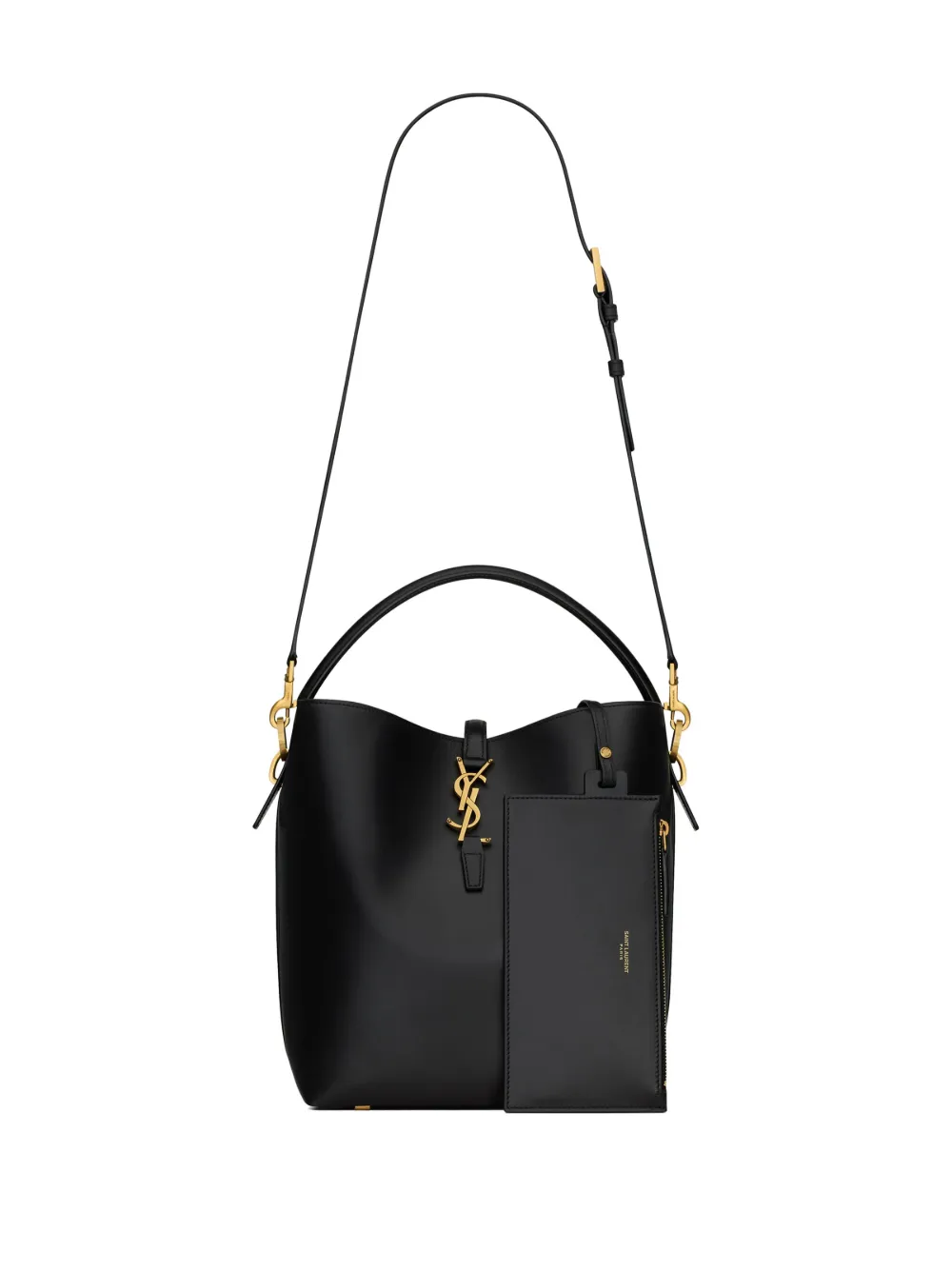 Shop Saint Laurent Catherin Logo-plaque Leather Bag In Black