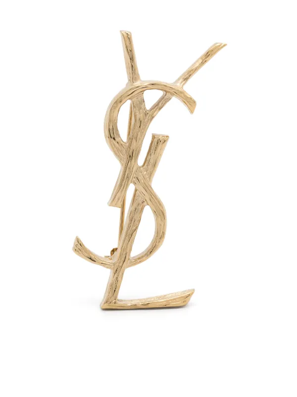 Saint Laurent Broche Com Acabamento Texturizado | Dourado