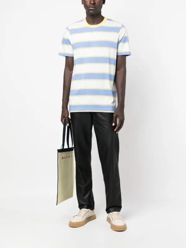 Marni stripe-print short-sleeved T-shirt | Blue | FARFETCH
