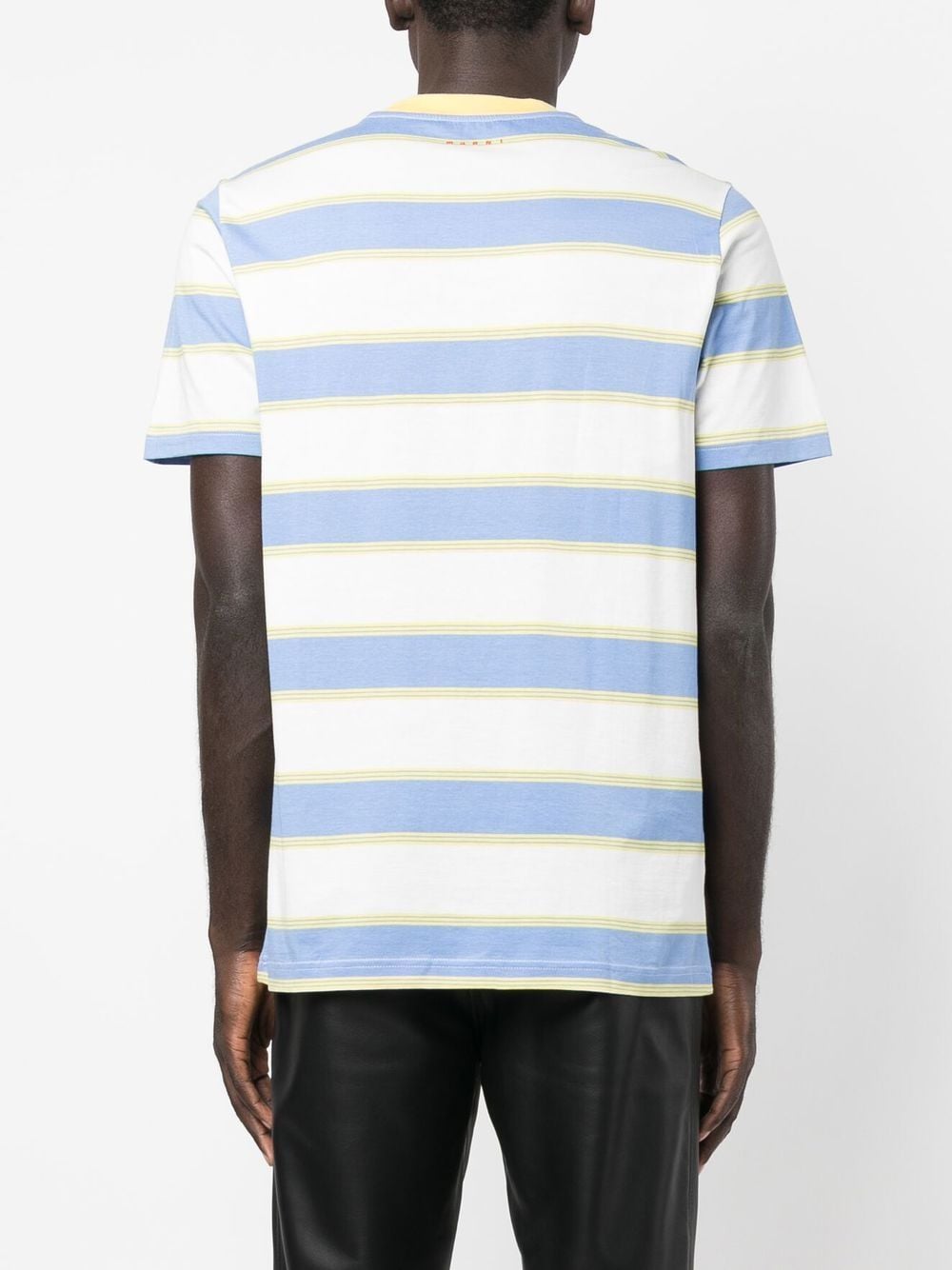 Shop Marni Stripe-print Short-sleeved T-shirt In 蓝色